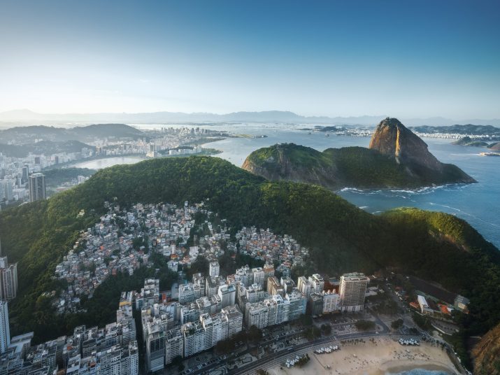 Aerial view of Rio with Sugarloaf Mountain and Leme beach - Rio de Janeiro, Brazil